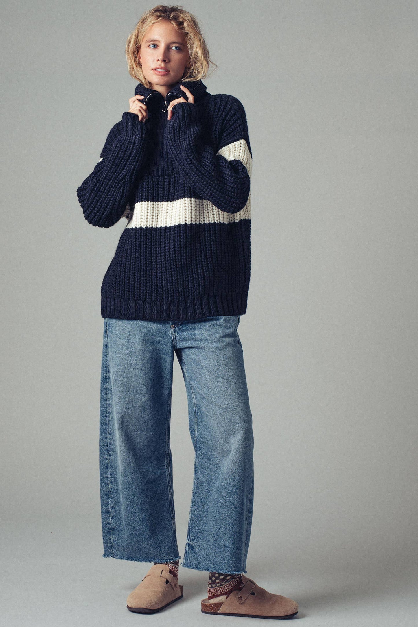 Contrast Stripe Knit Sweater