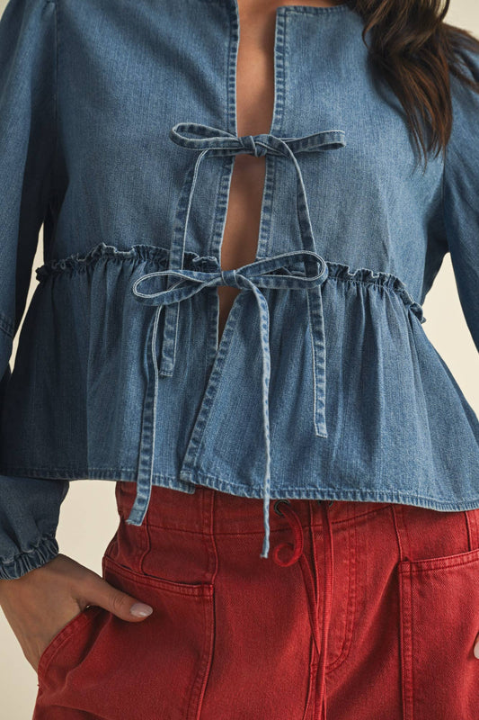Denim Tie Top
