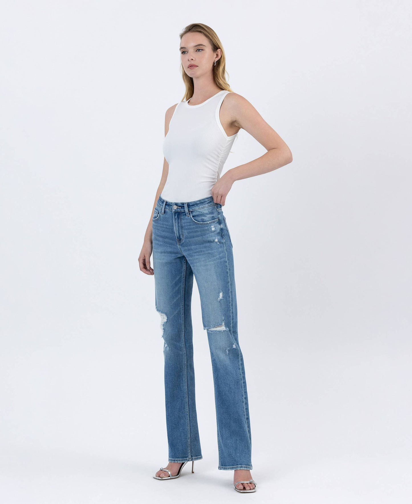 HIGH RISE FULL LENGTH STRAIGHT LEG JEANS T6868