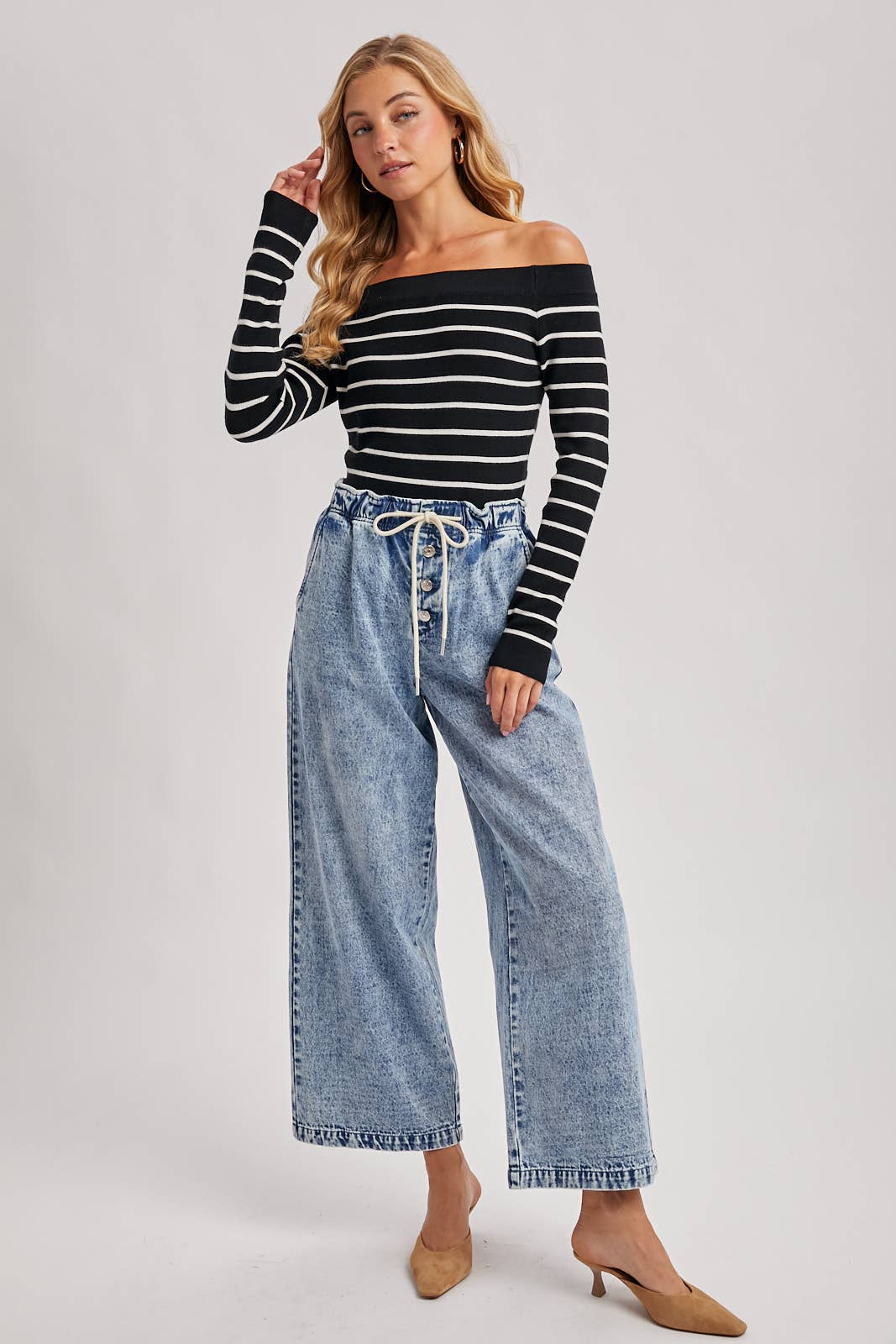 Stripe Off Shoulder Top