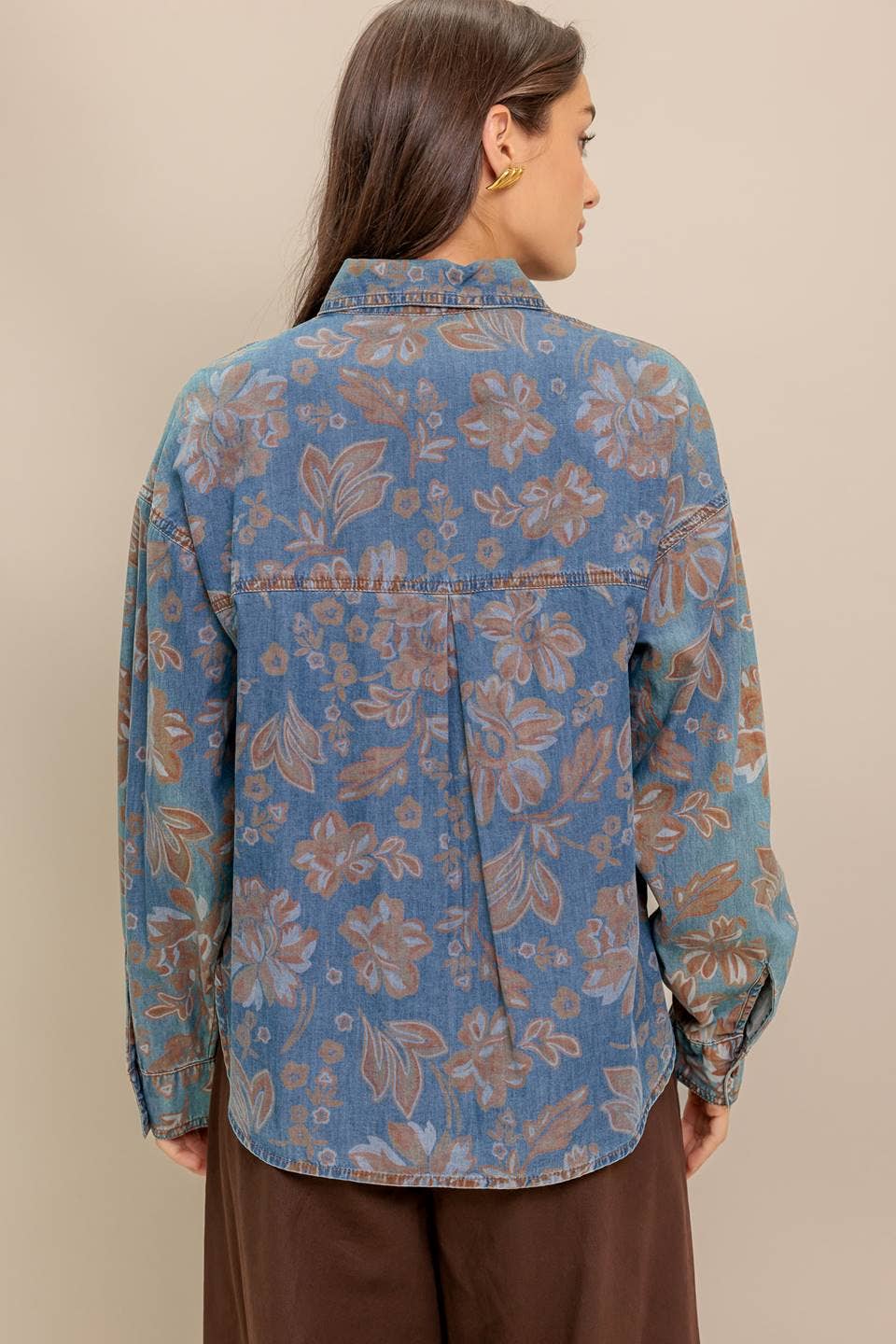 Denim Floral Top