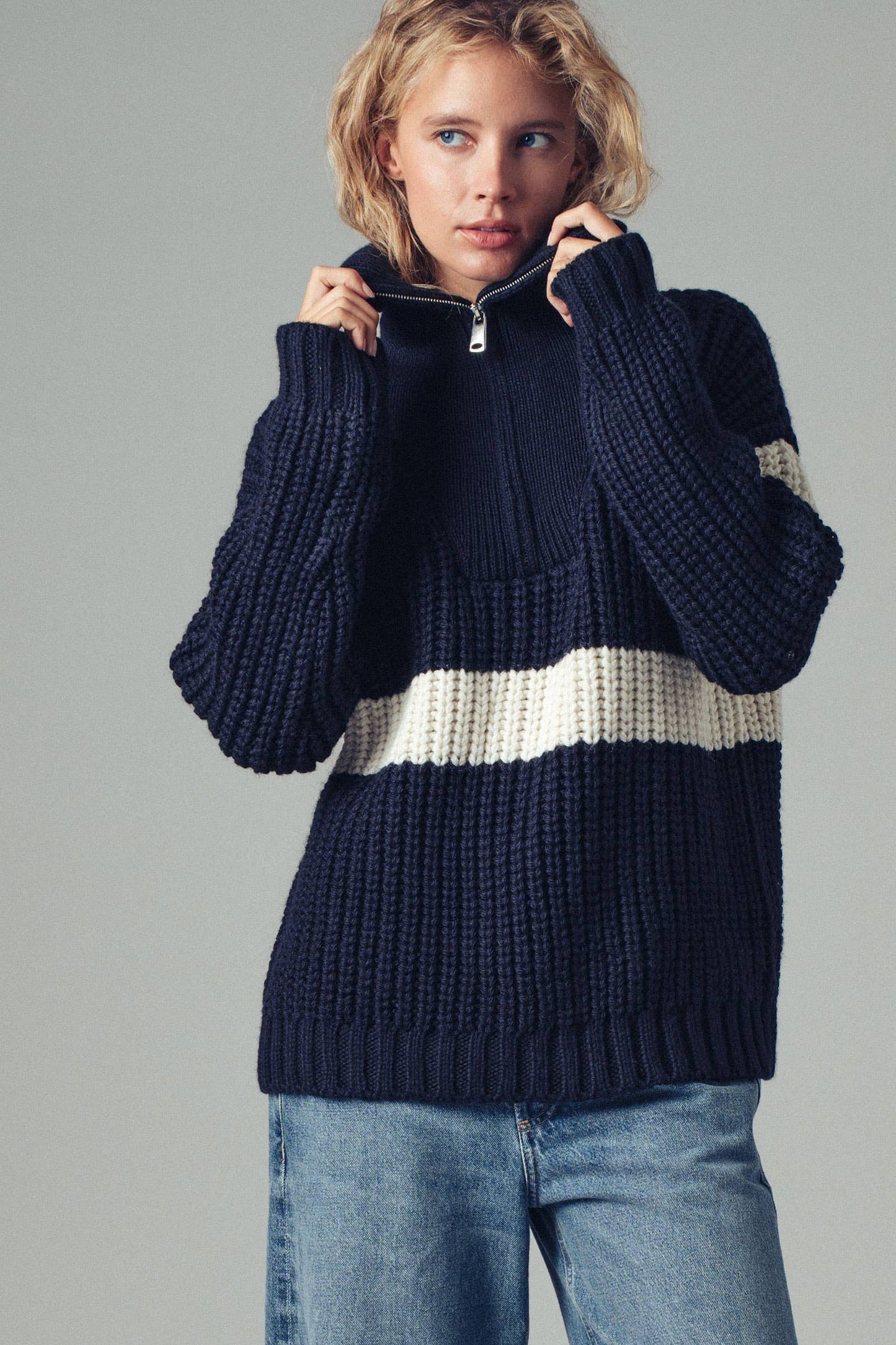 Contrast Stripe Knit Sweater