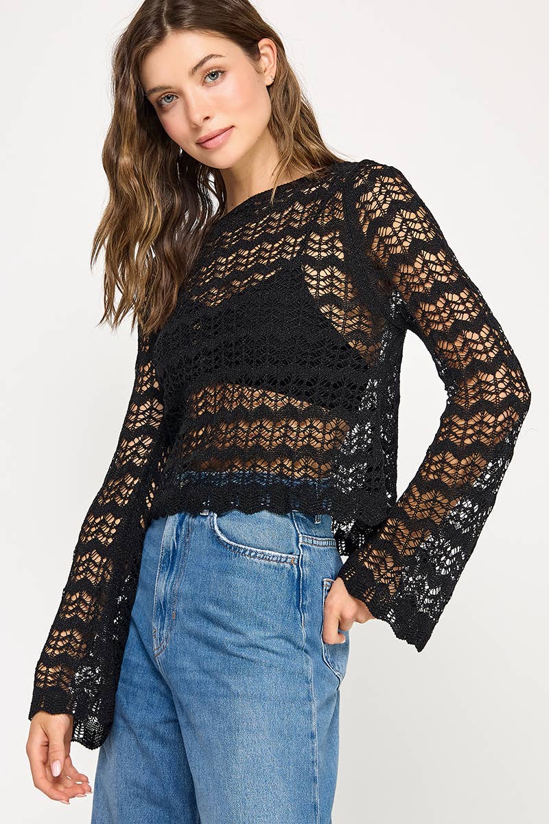 Pointelle Knit Sweater