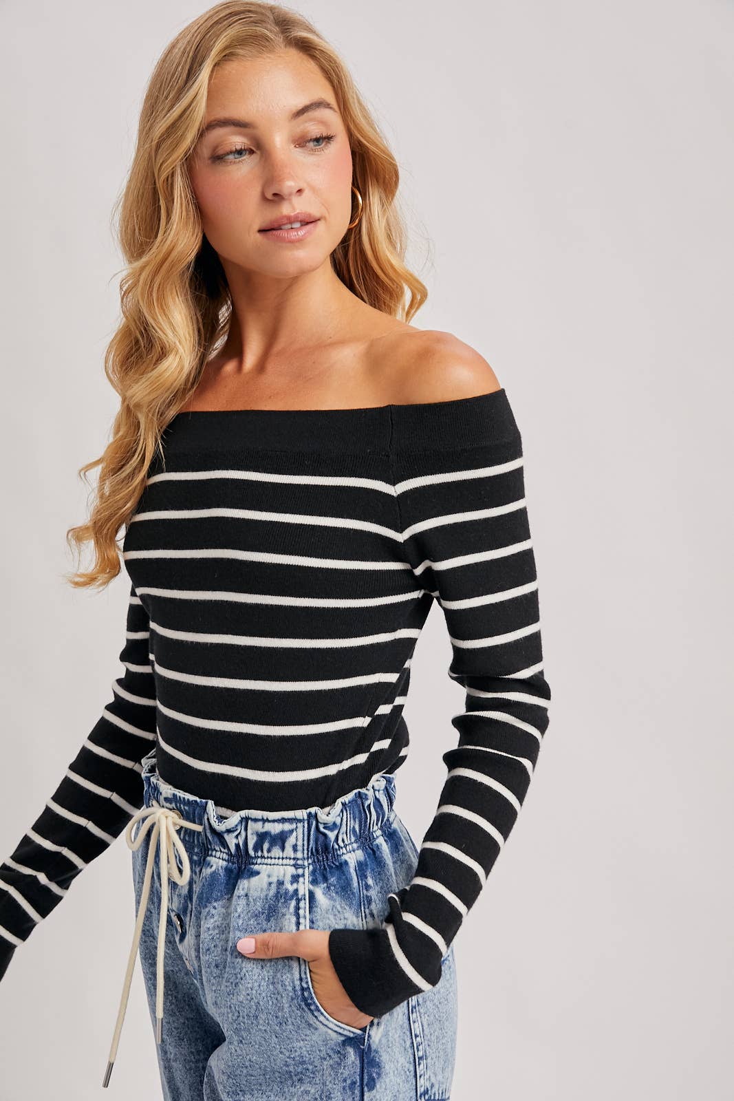 Stripe Off Shoulder Top