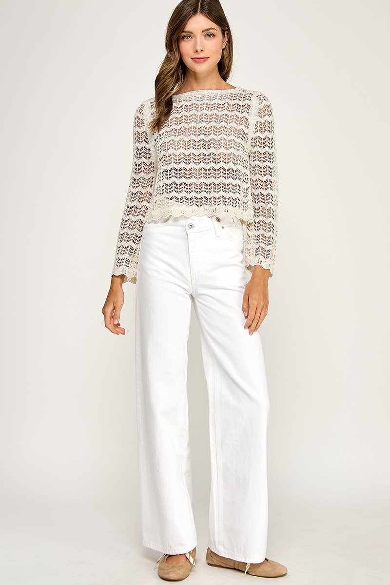 Pointelle Knit Sweater