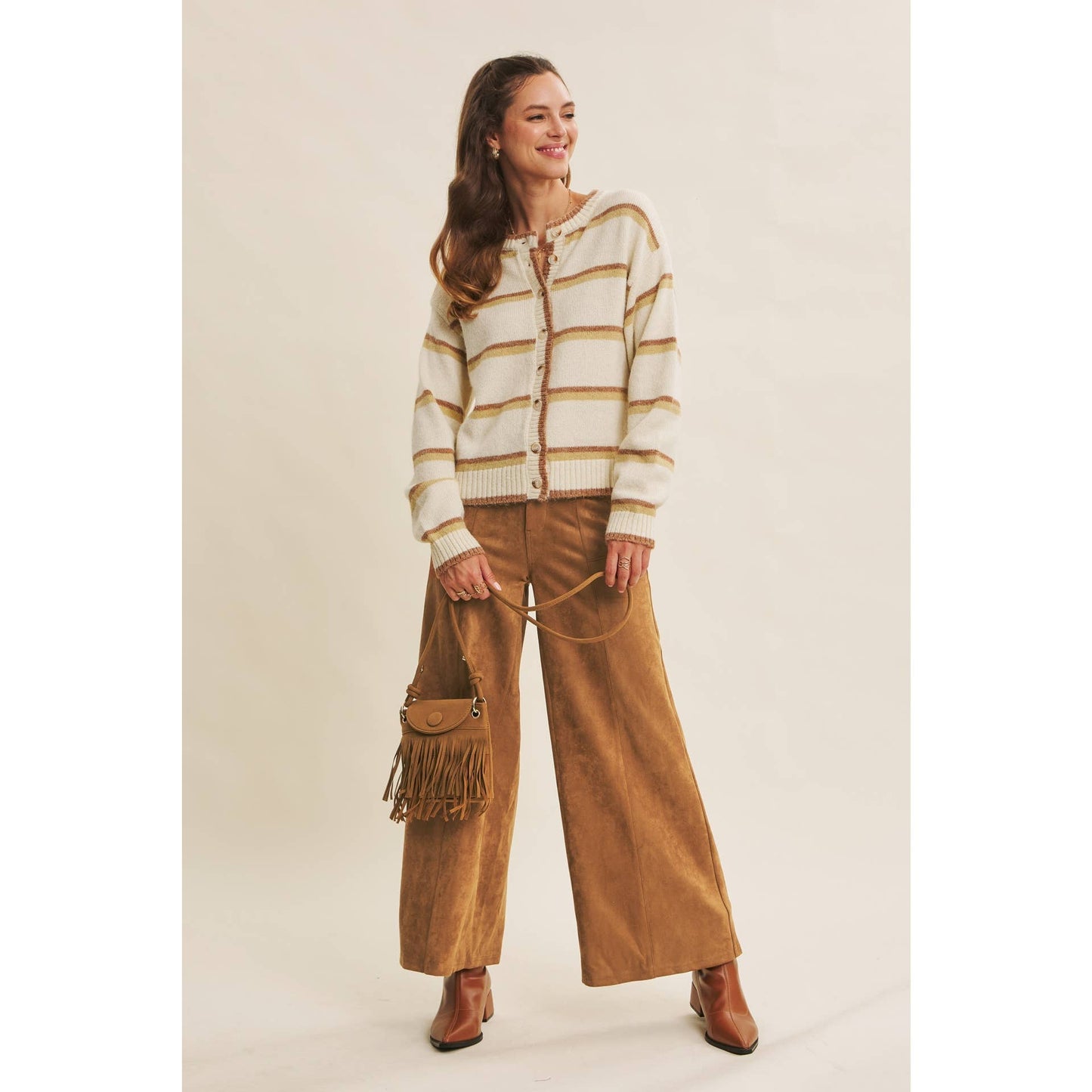 Wide Leg Suede Pants