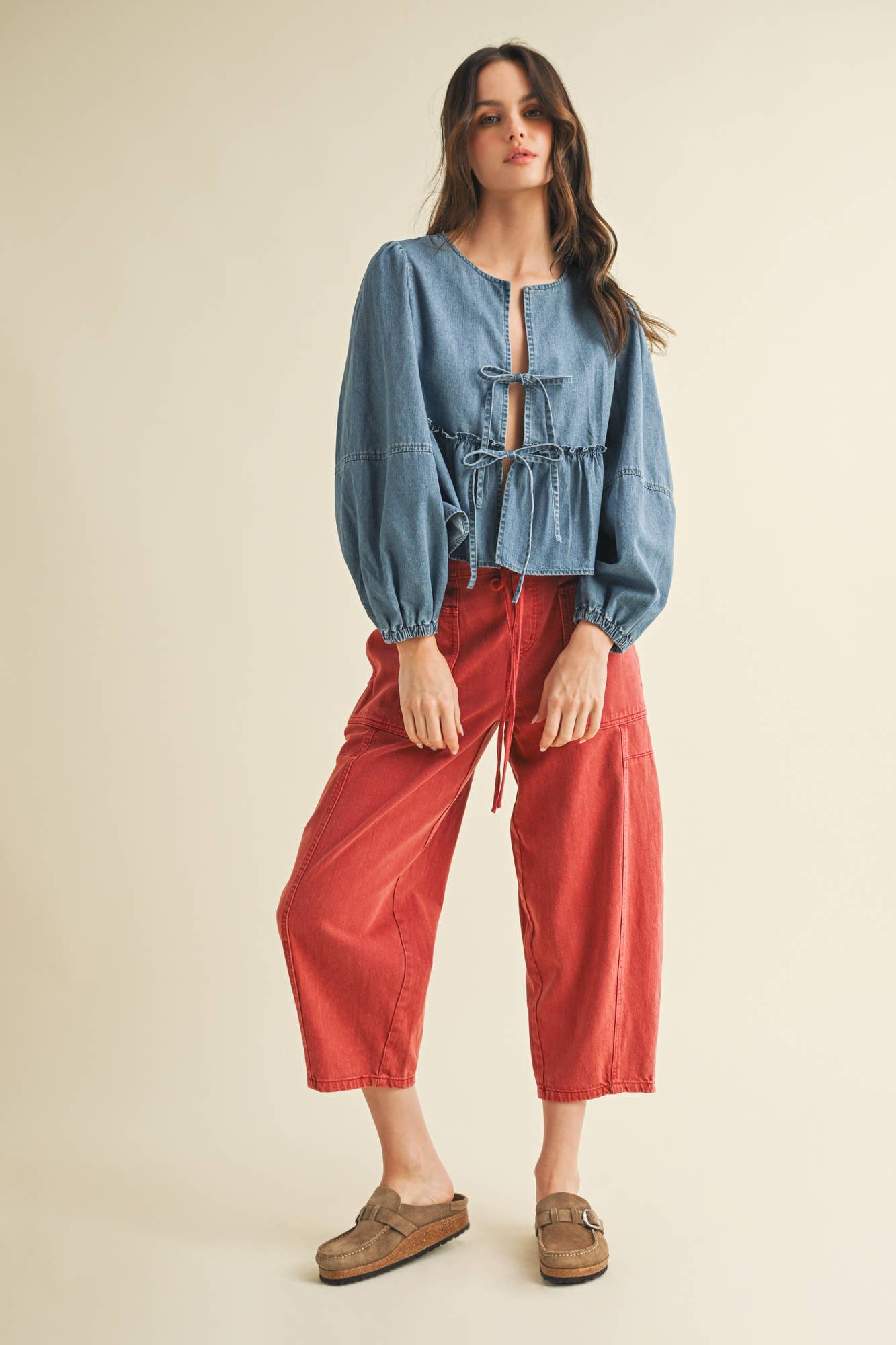 Denim Tie Top
