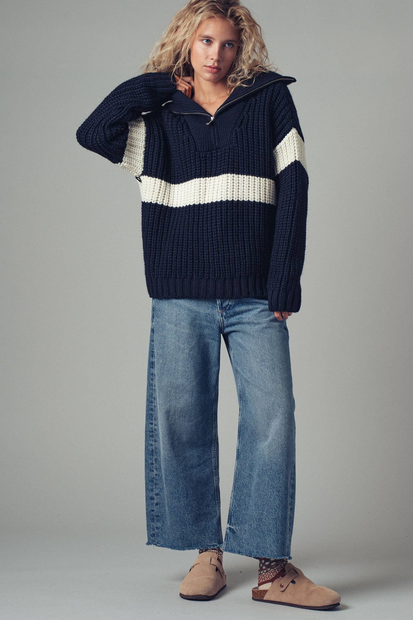 Contrast Stripe Knit Sweater