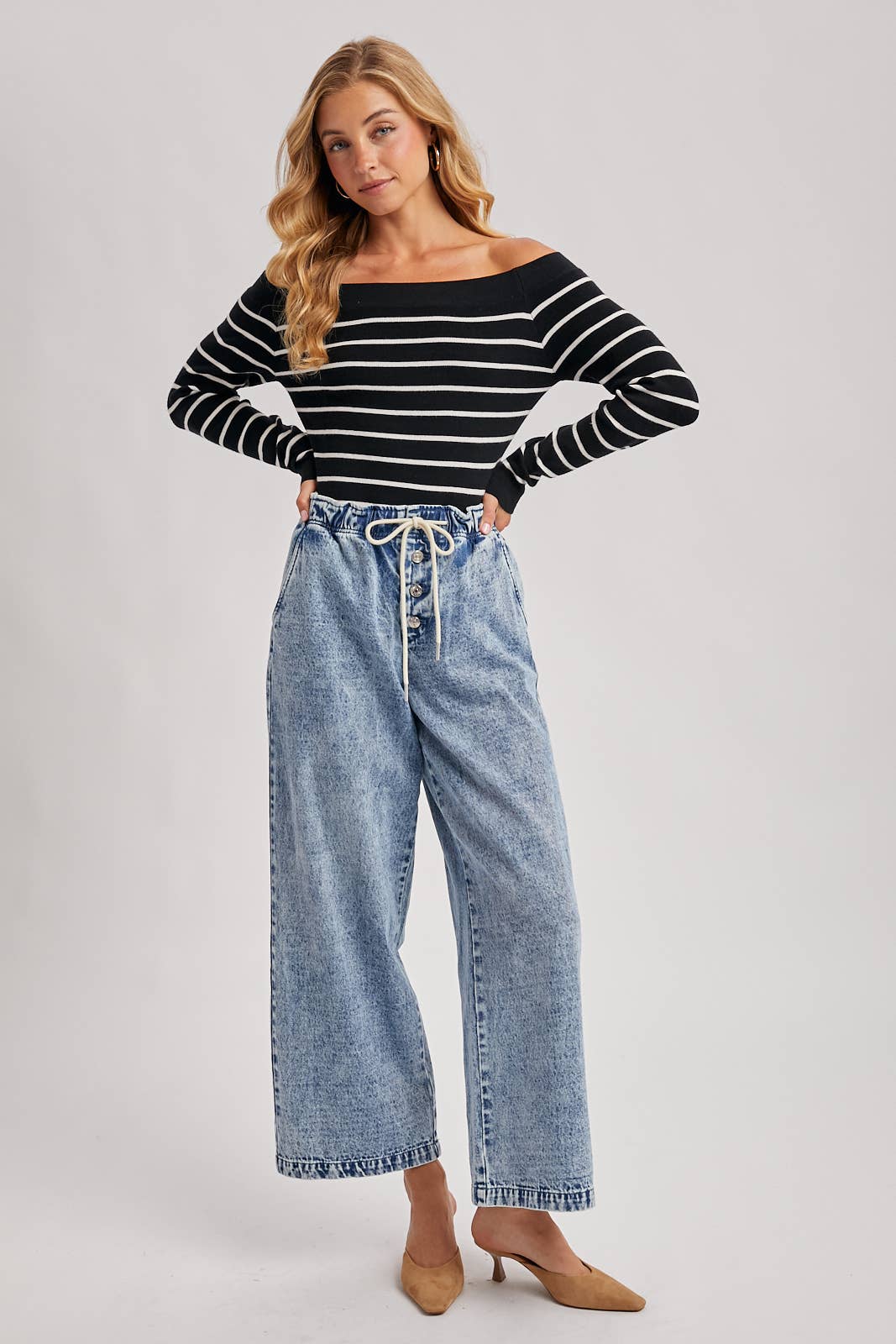 Stripe Off Shoulder Top
