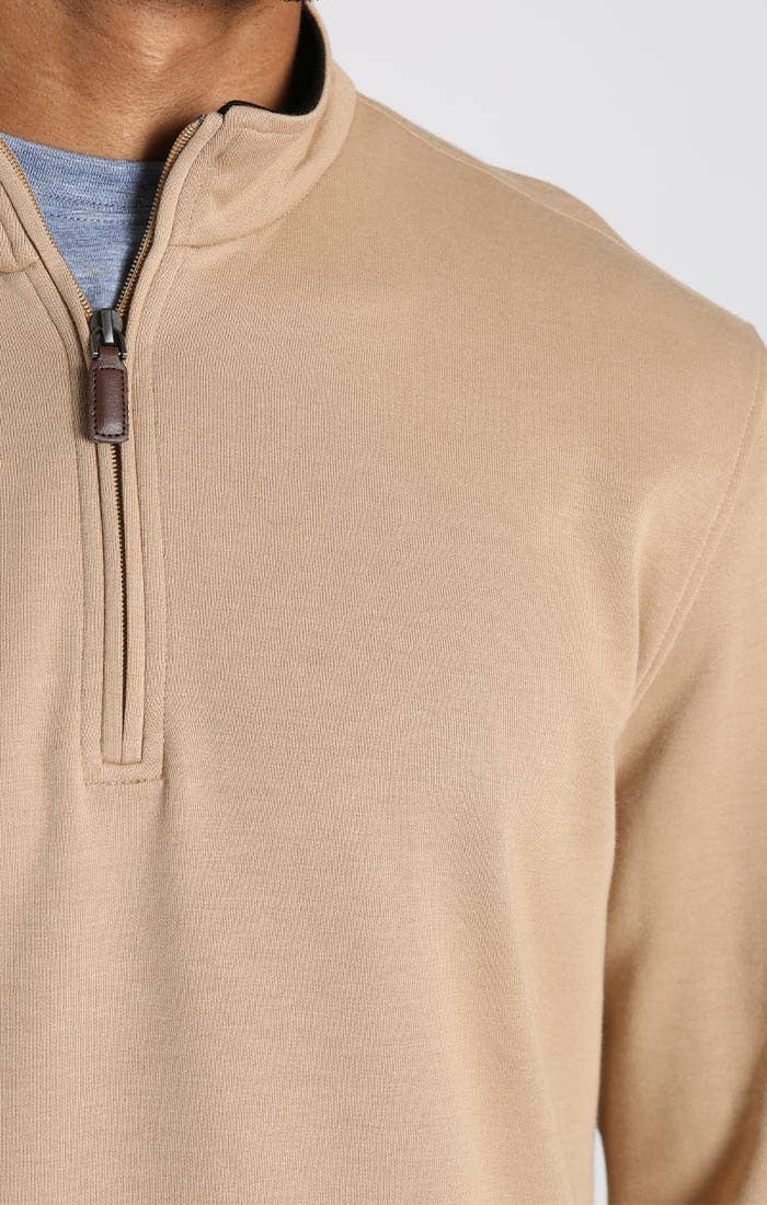 Cotton Blend Quarter Zip - Camel