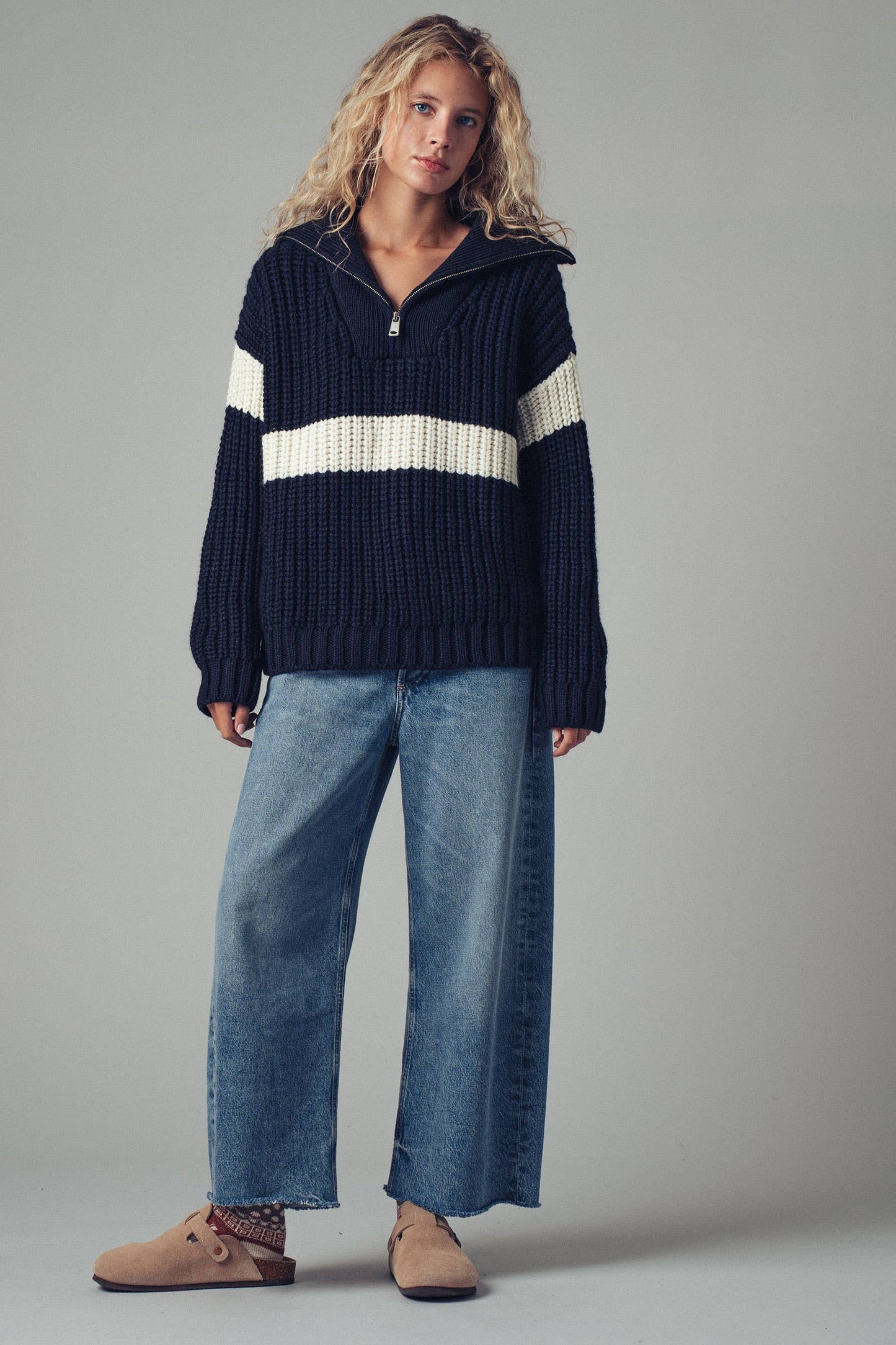Contrast Stripe Knit Sweater