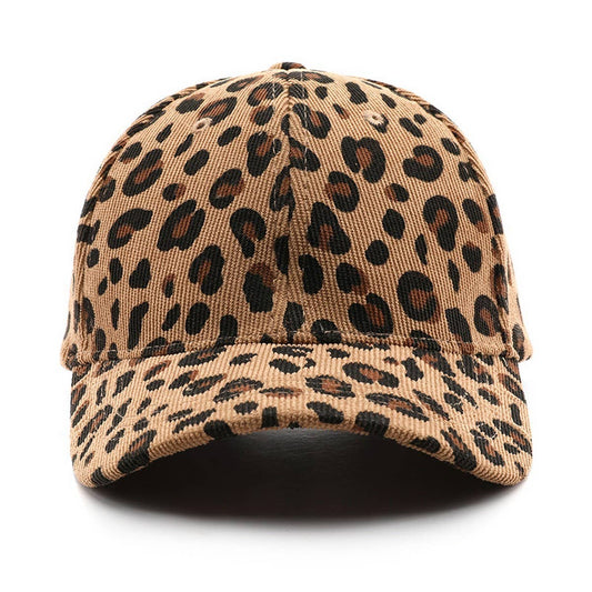 Corduroy Leopard Baseball Cap