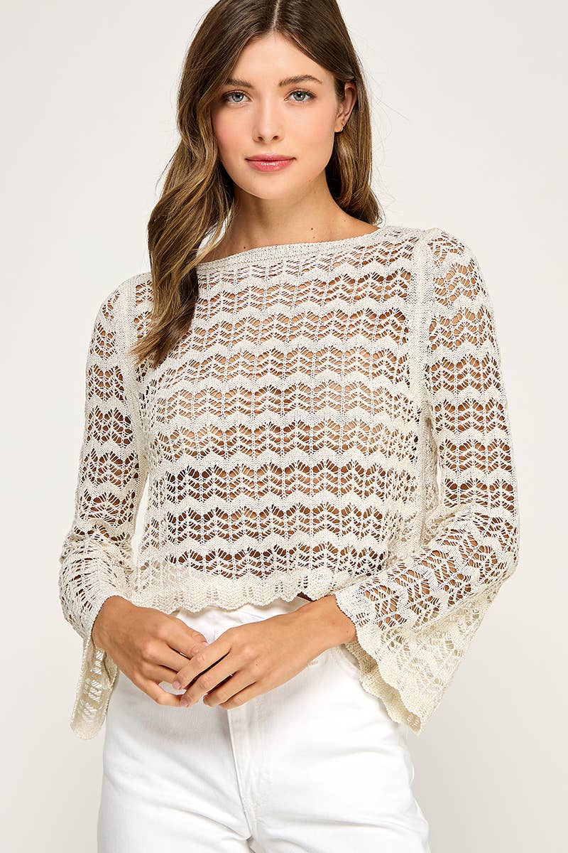 Pointelle Knit Sweater
