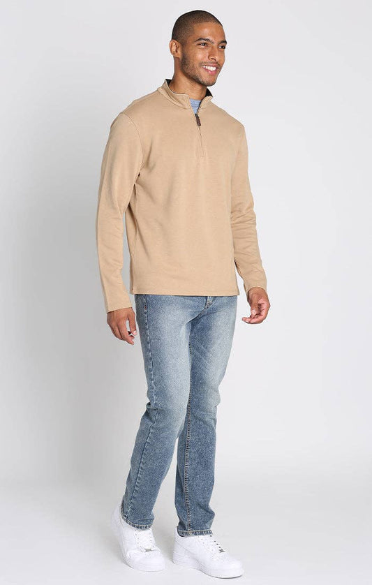 Cotton Blend Quarter Zip - Camel