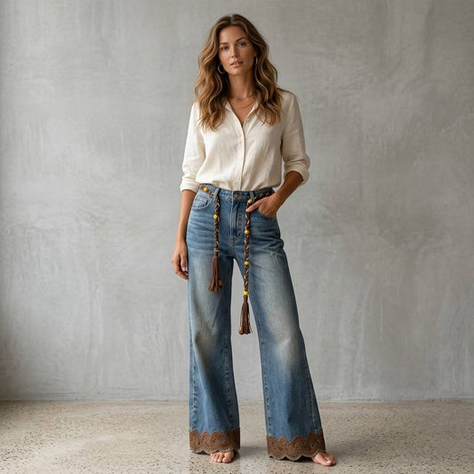 Vintage Washed Embroidered Flare Jean
