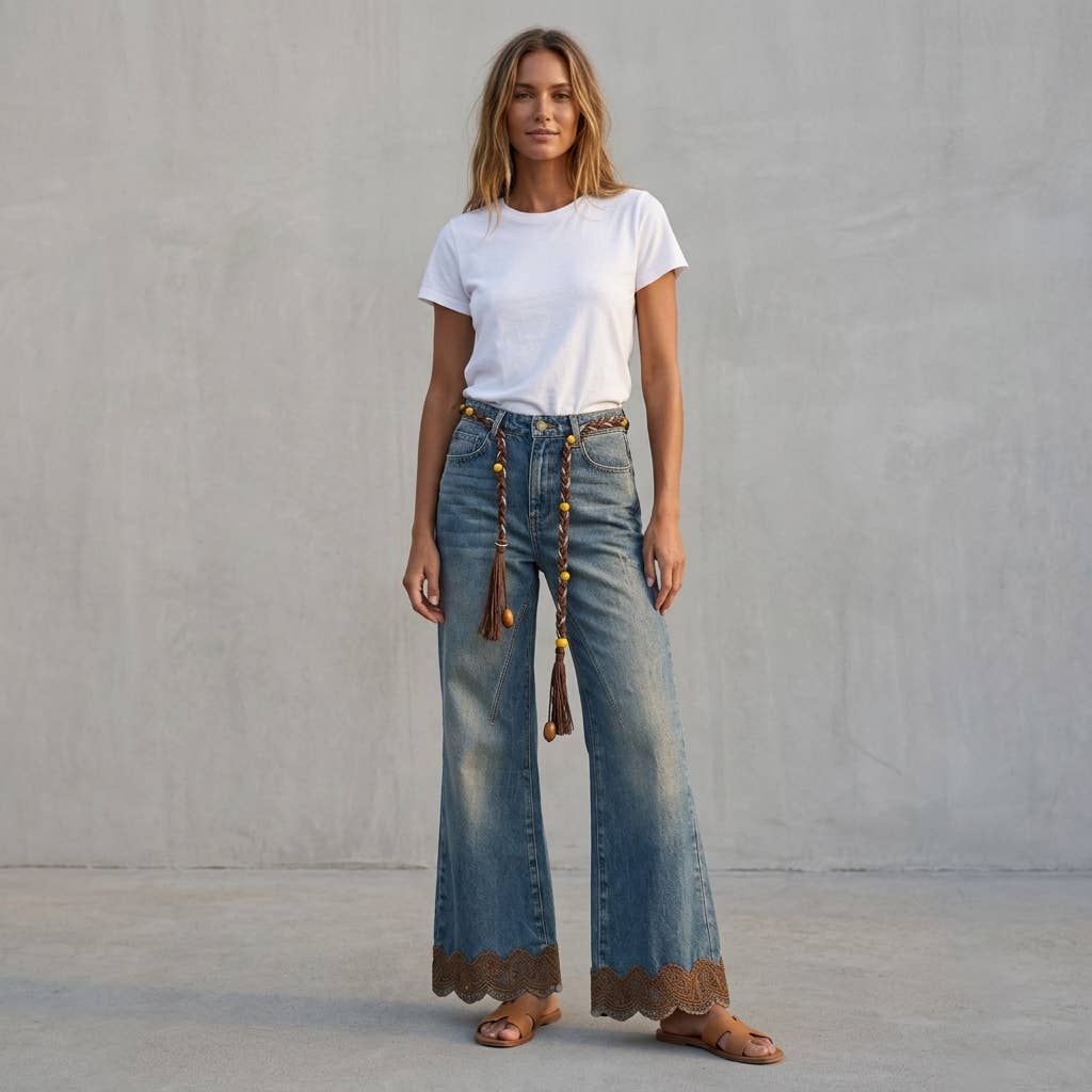 Vintage Washed Embroidered Flare Jean