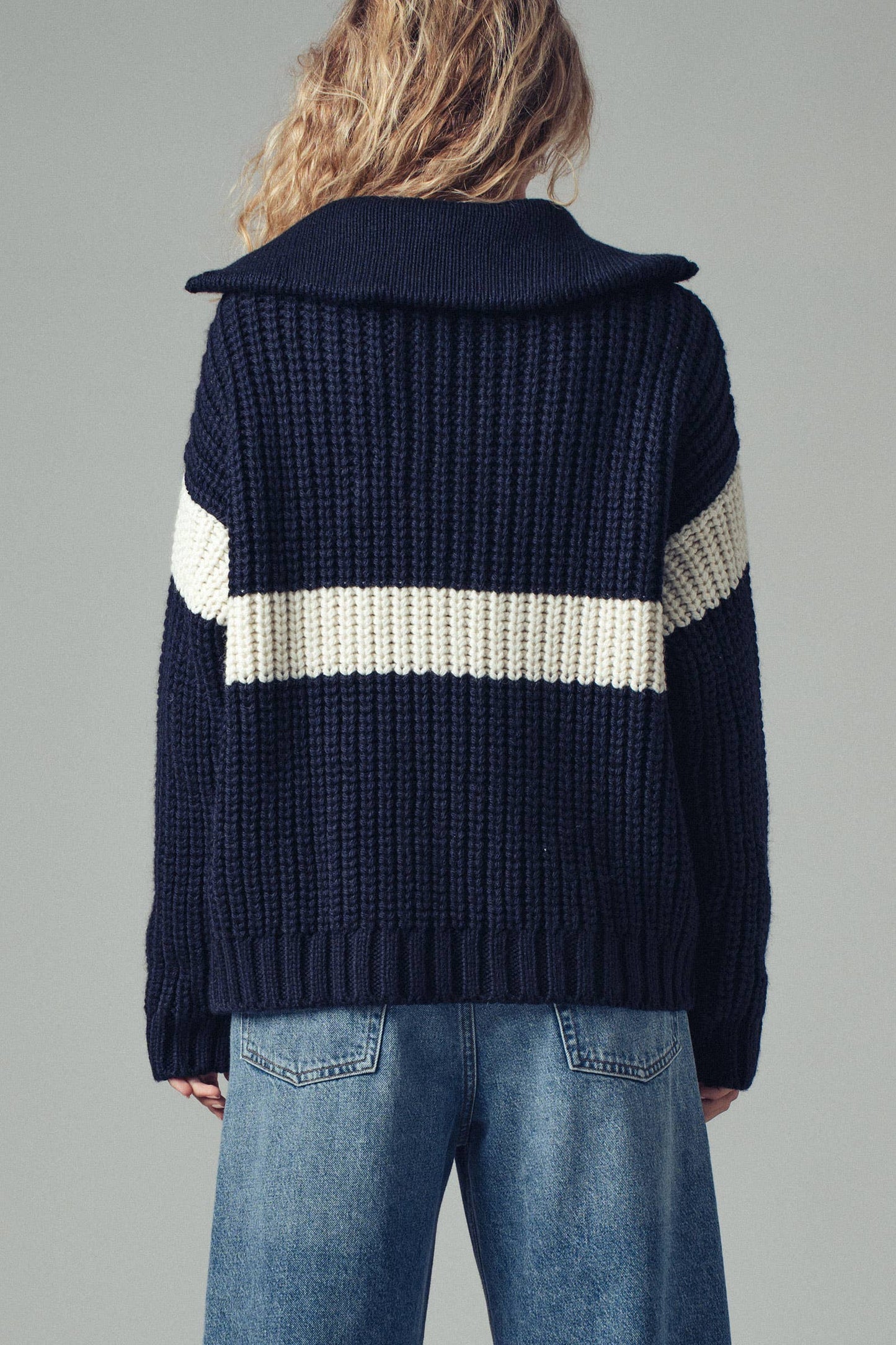 Contrast Stripe Knit Sweater