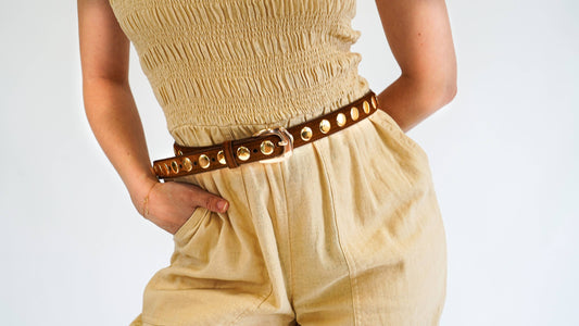 Suede Belt with Wide Studs