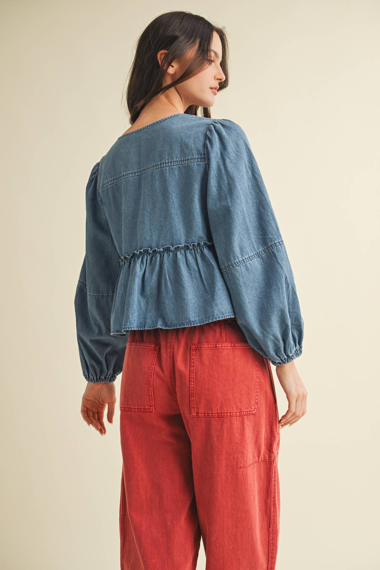 Denim Tie Top