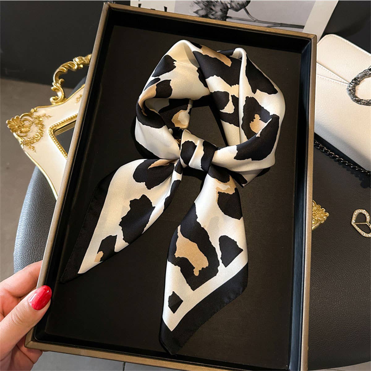 Leopard Satin Scarf
