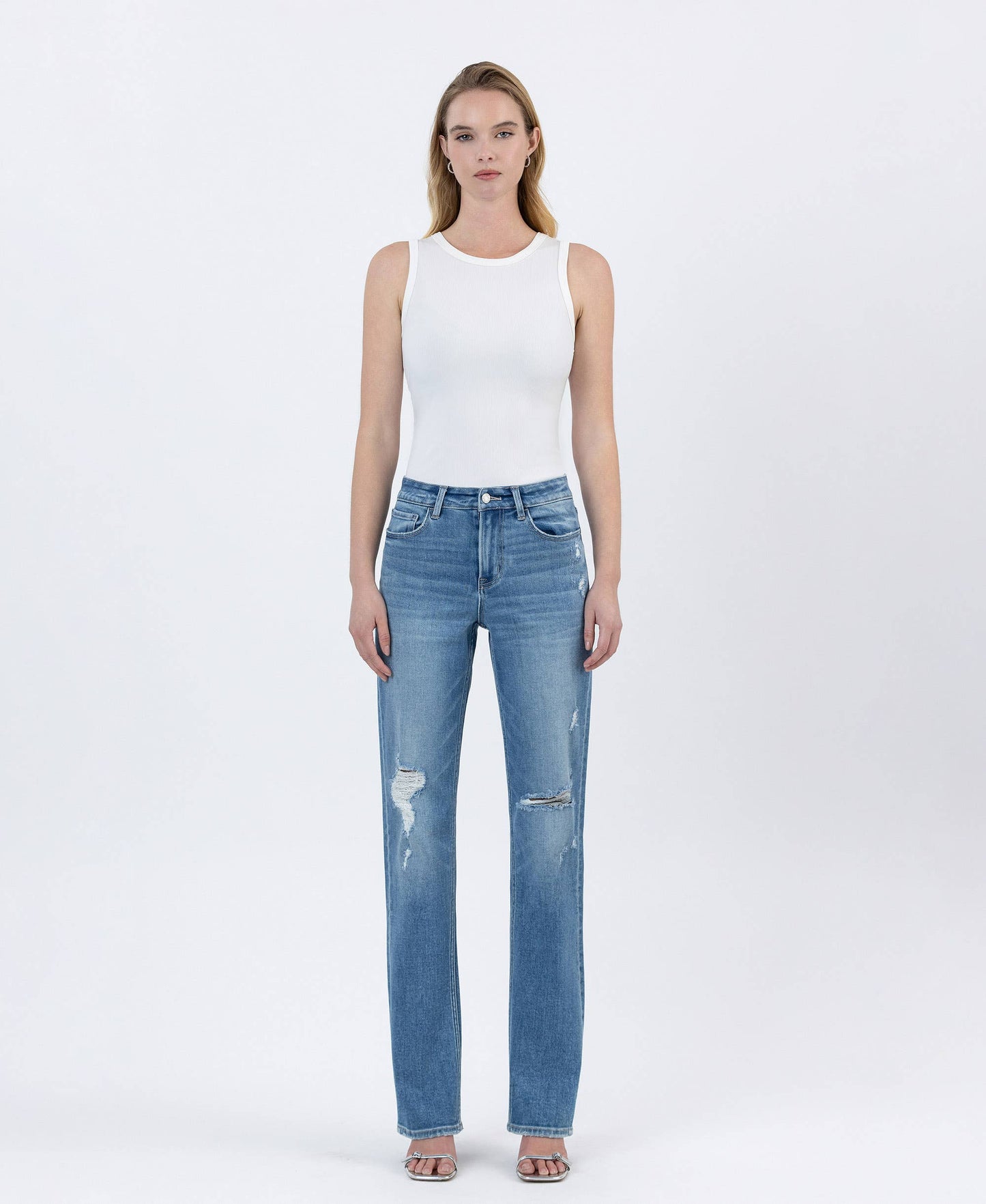 HIGH RISE FULL LENGTH STRAIGHT LEG JEANS T6868