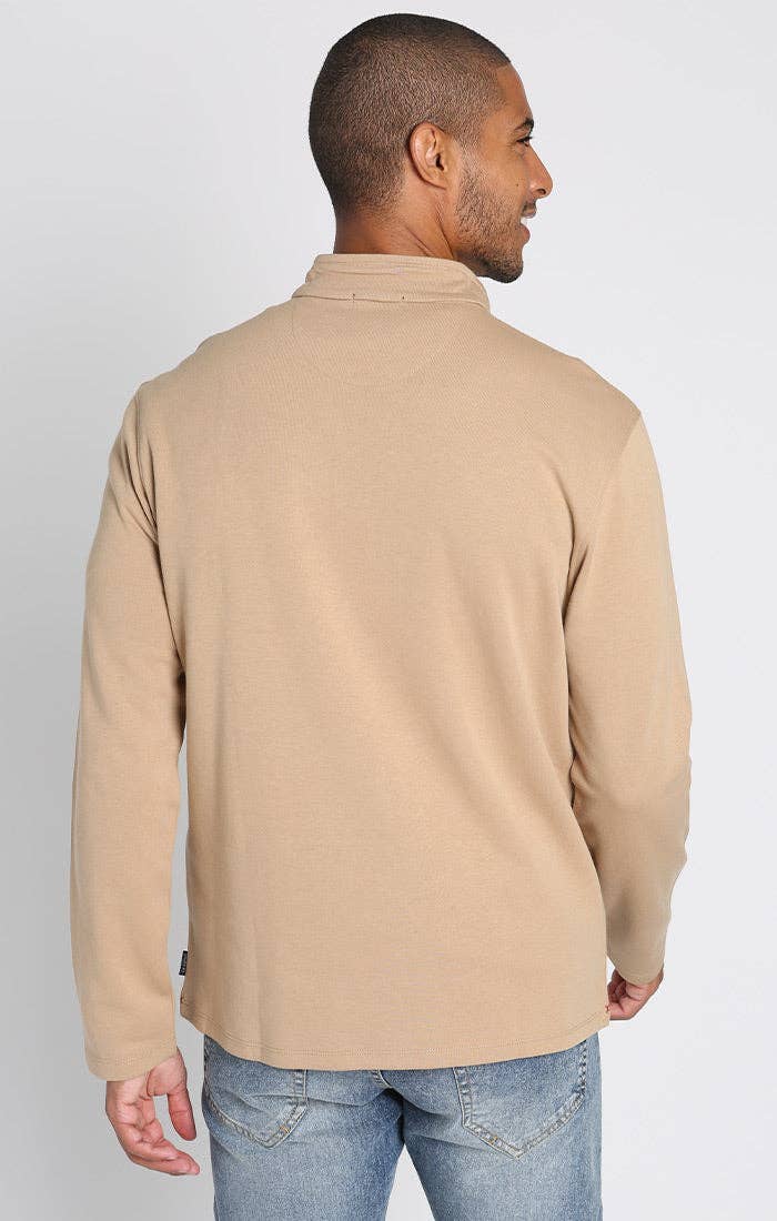 Cotton Blend Quarter Zip - Camel