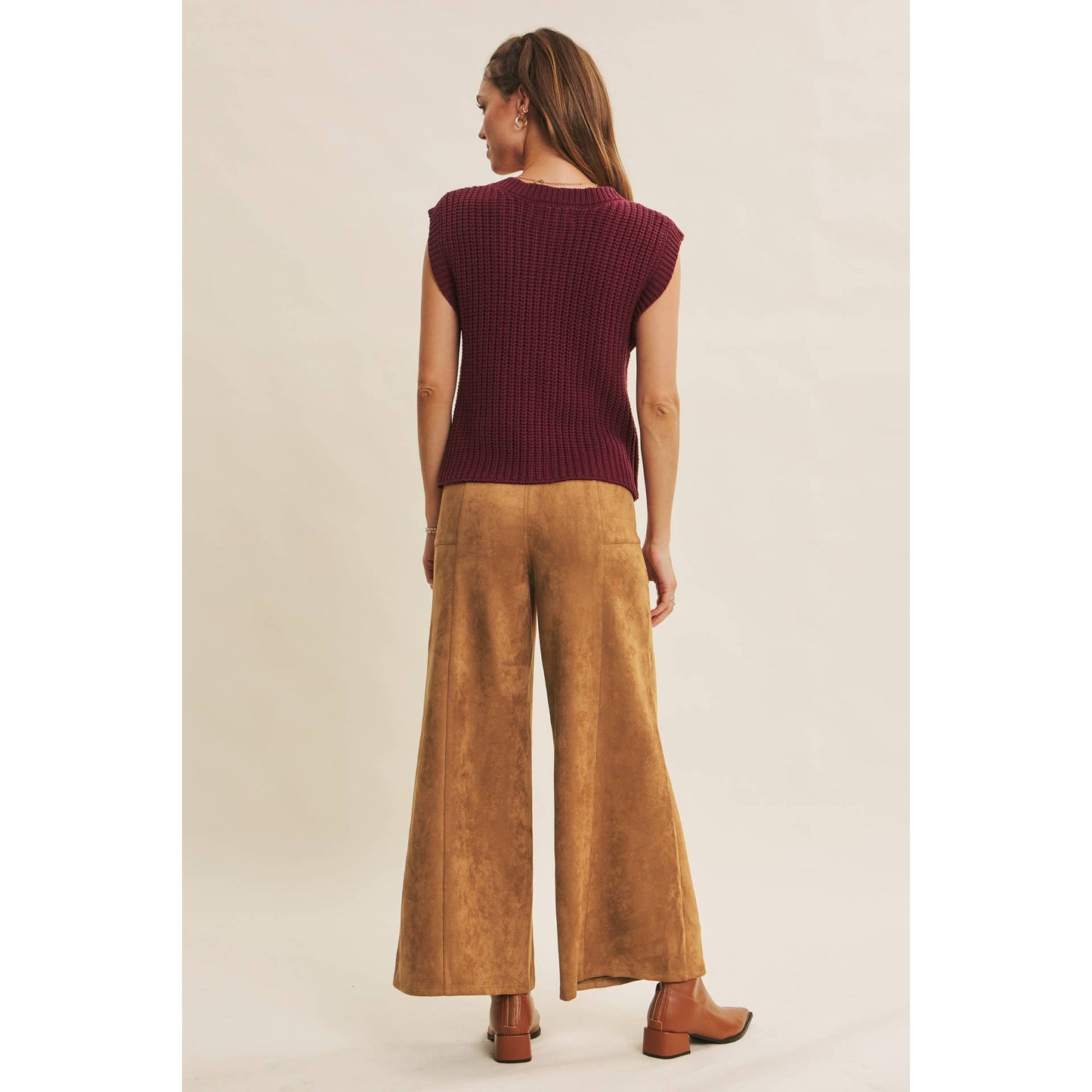 Wide Leg Suede Pants