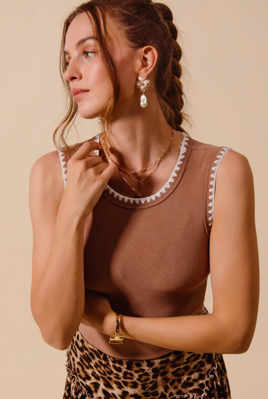 Embroider Trim Tank