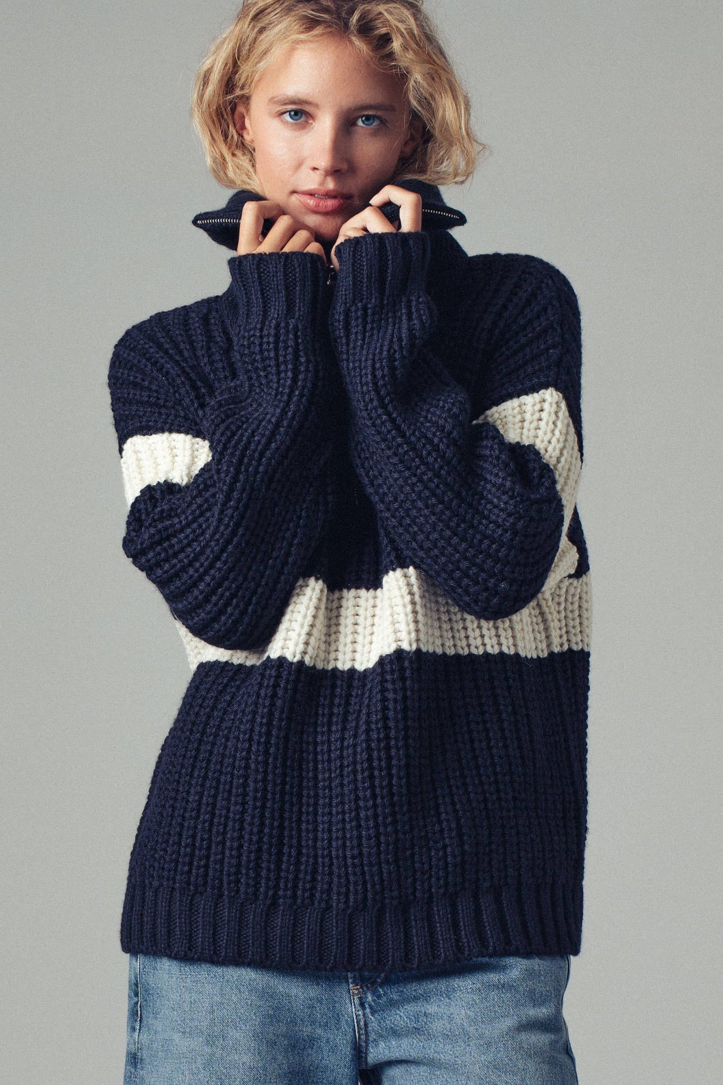 Contrast Stripe Knit Sweater