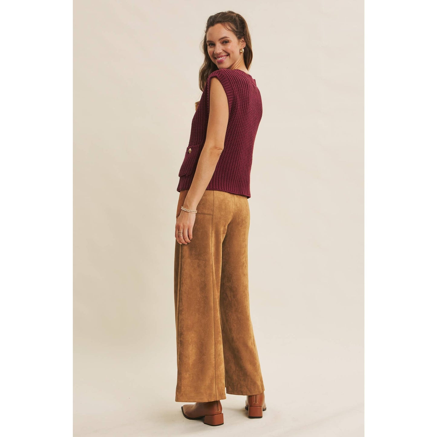 Wide Leg Suede Pants