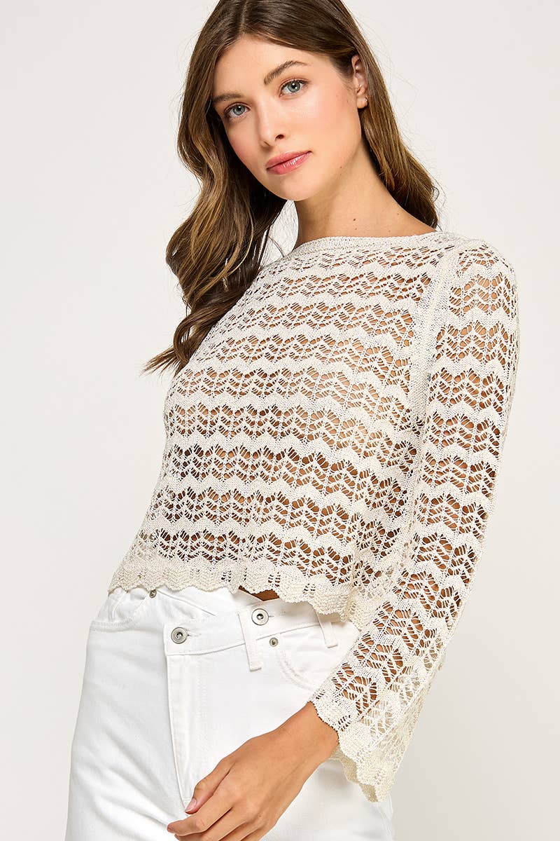 Pointelle Knit Sweater