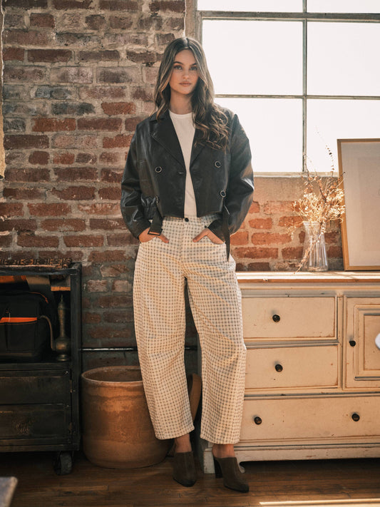 Plaid Barrel Pants