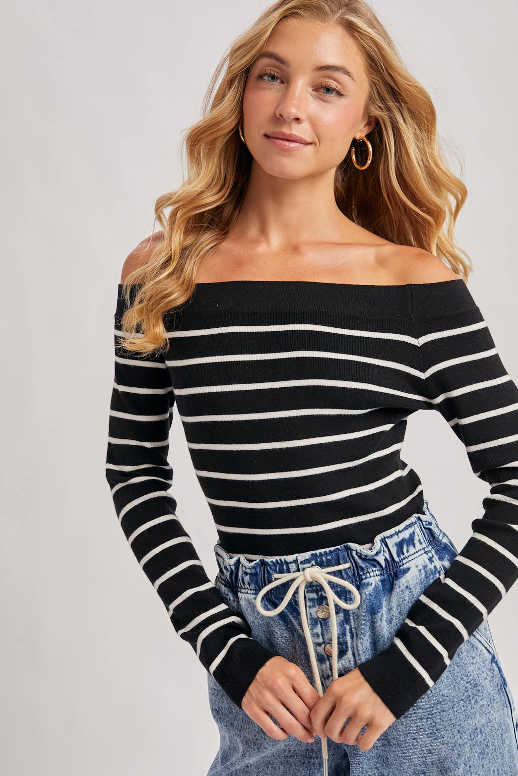 Stripe Off Shoulder Top