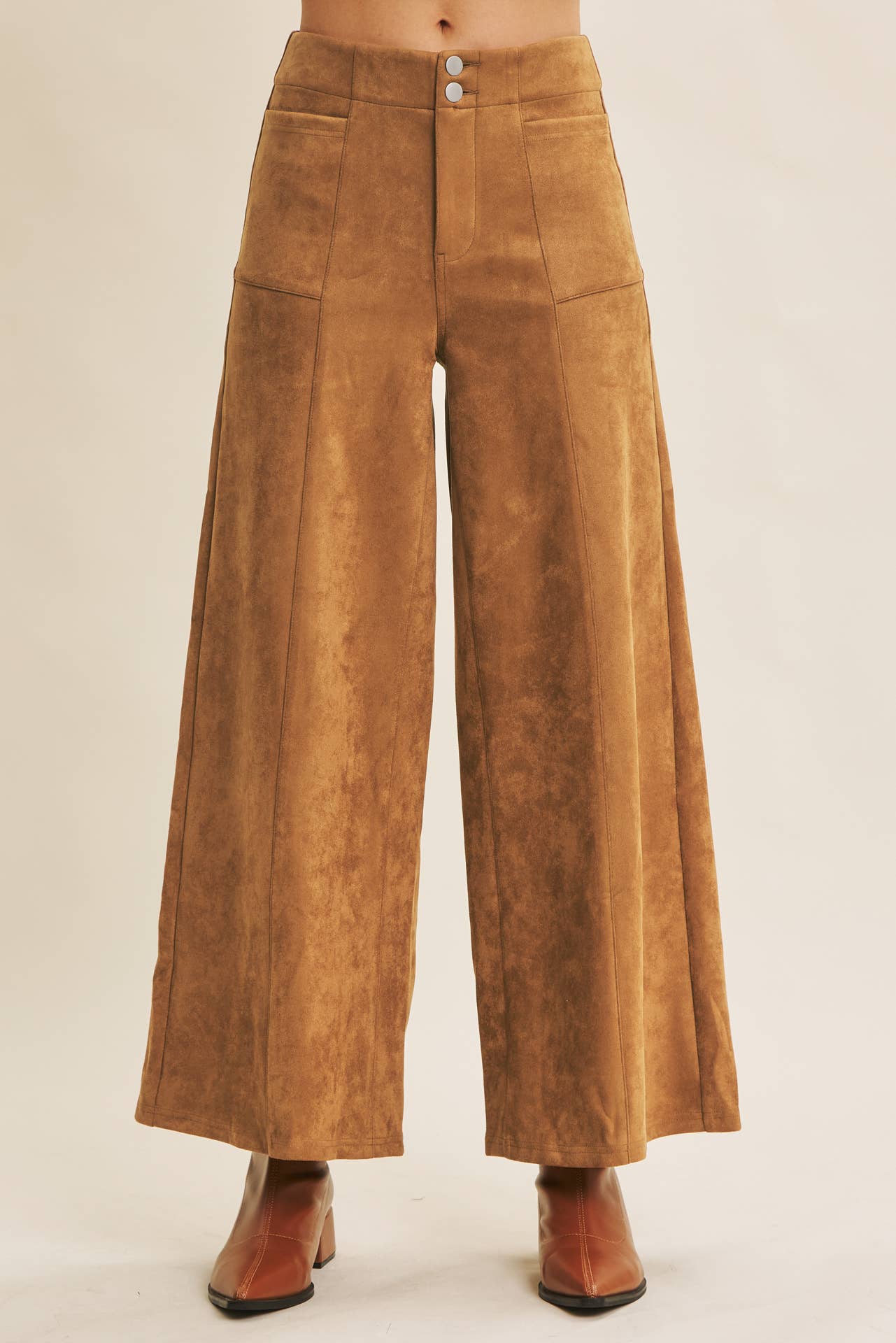 Wide Leg Suede Pants