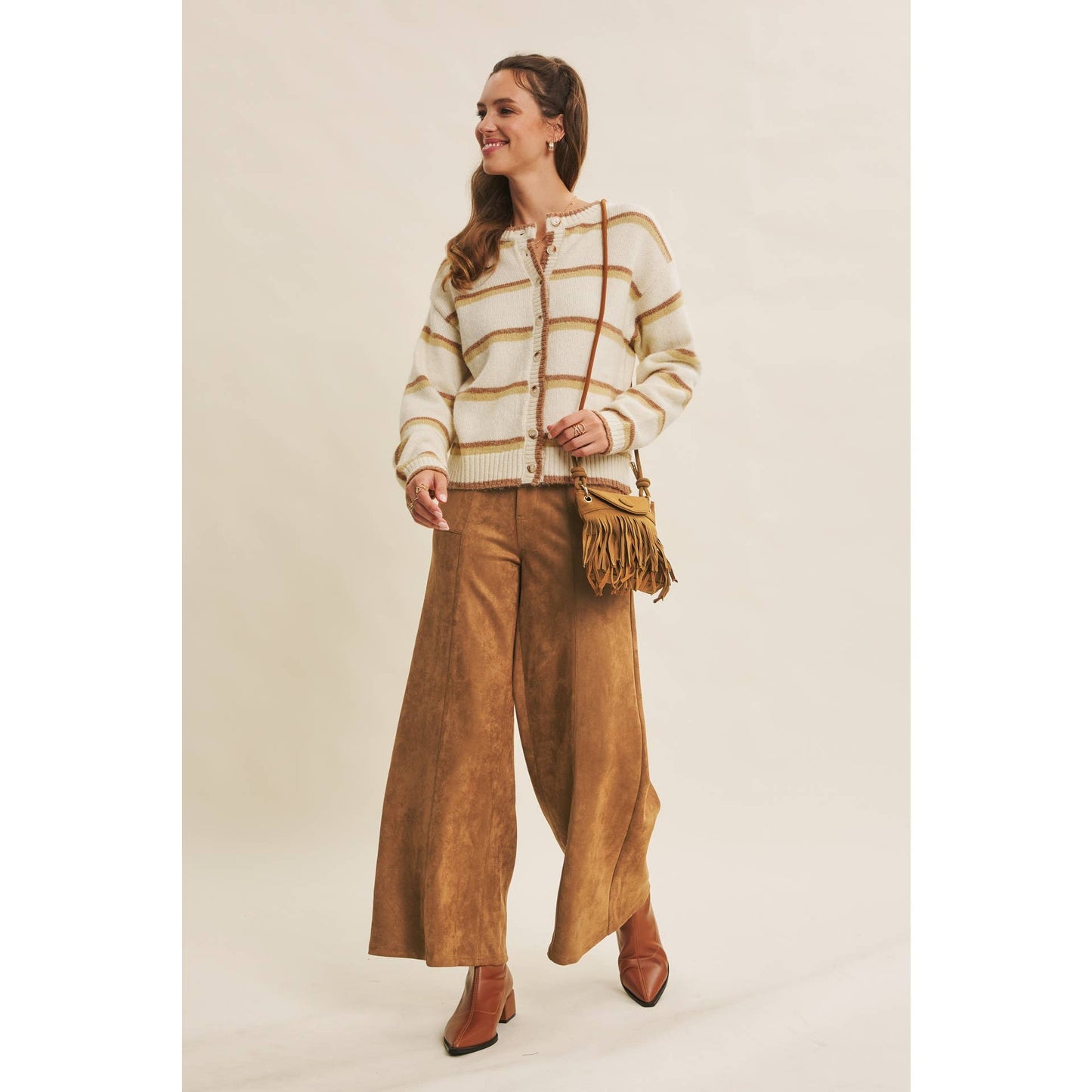 Wide Leg Suede Pants
