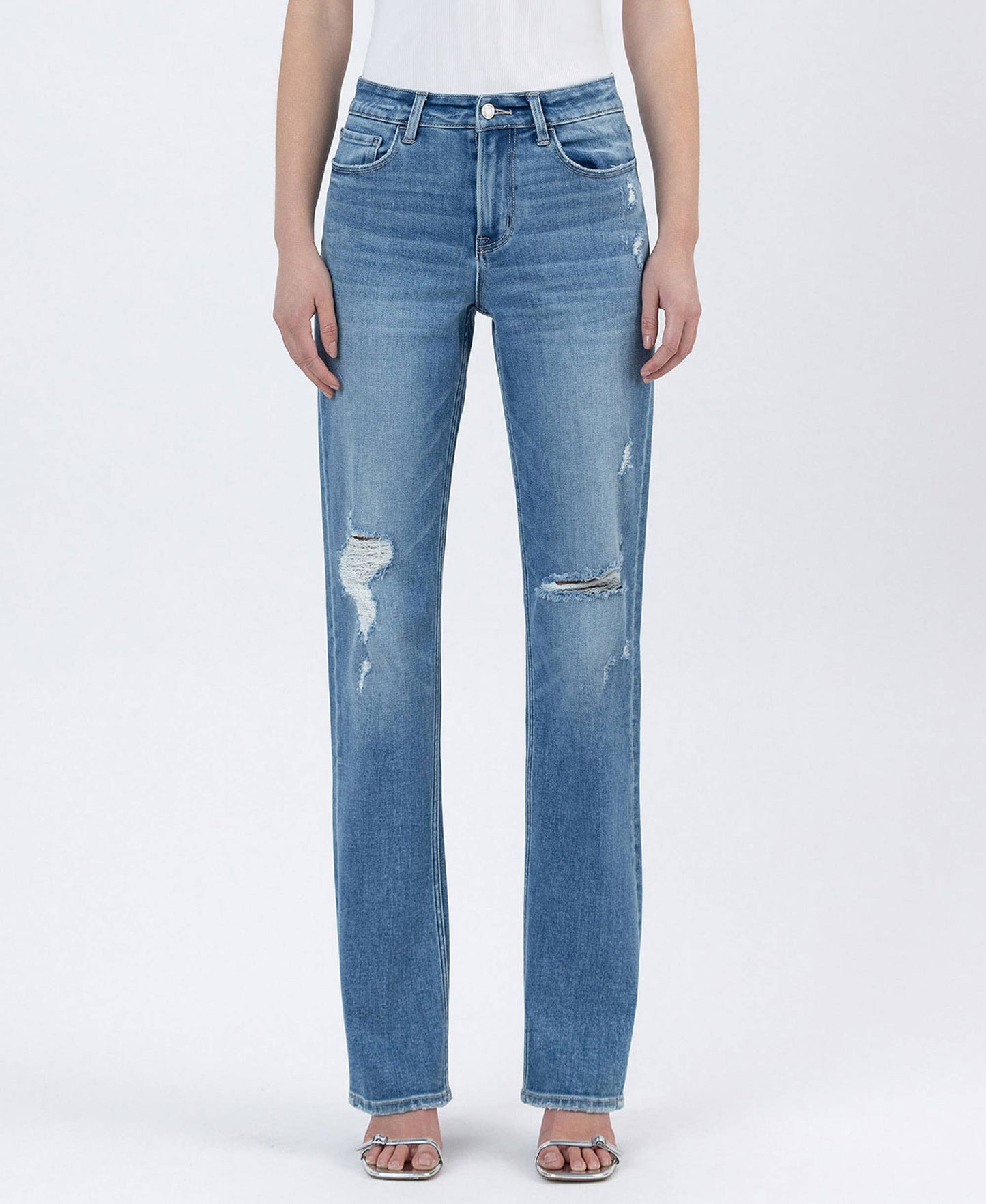 HIGH RISE FULL LENGTH STRAIGHT LEG JEANS T6868