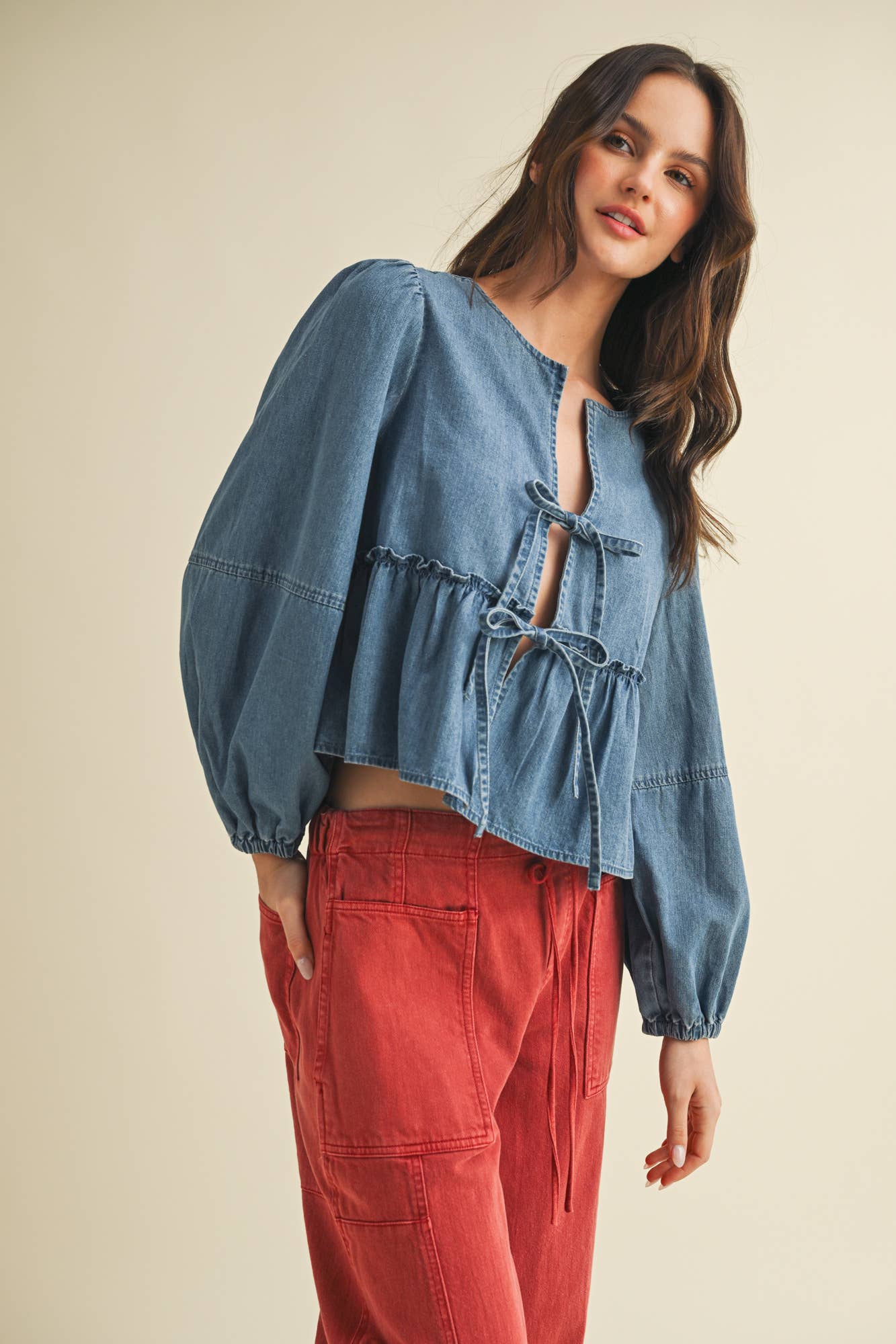 Denim Tie Top
