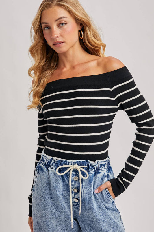 Stripe Off Shoulder Top