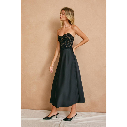 Lace & Satin Midi Dress