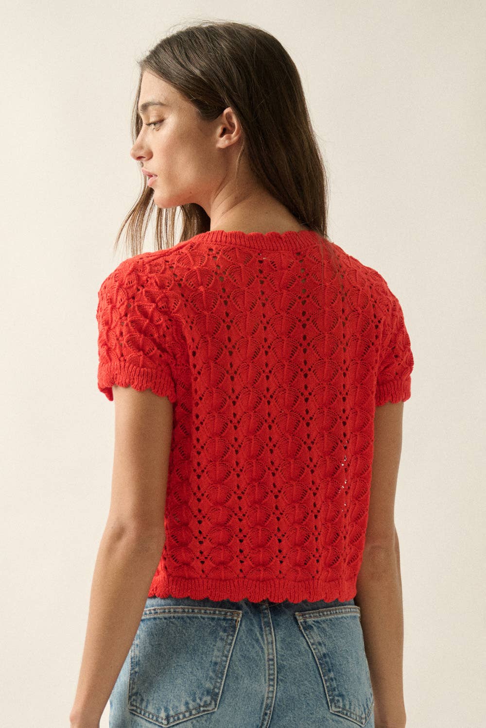 Pointelle Cardigan Top