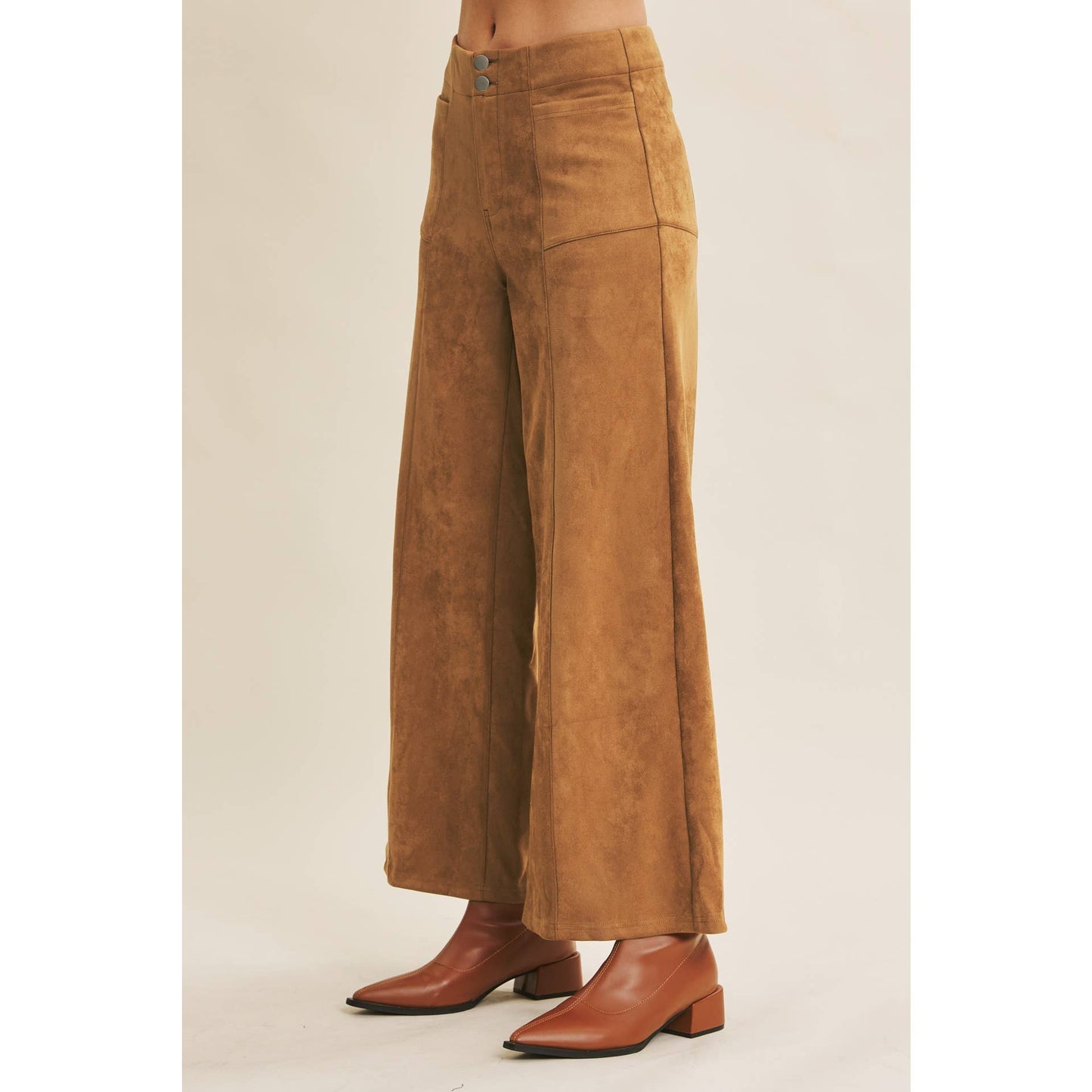 Wide Leg Suede Pants