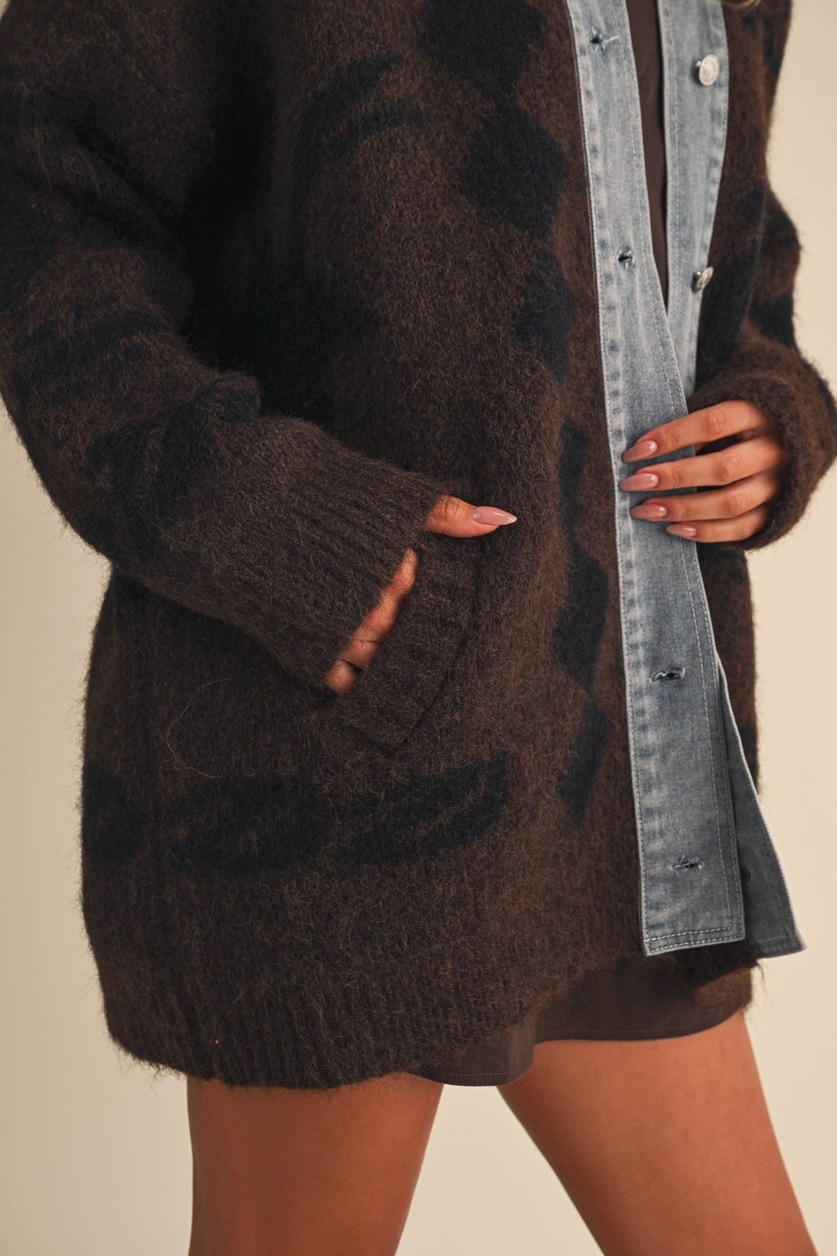 Denim Trim Cardigan