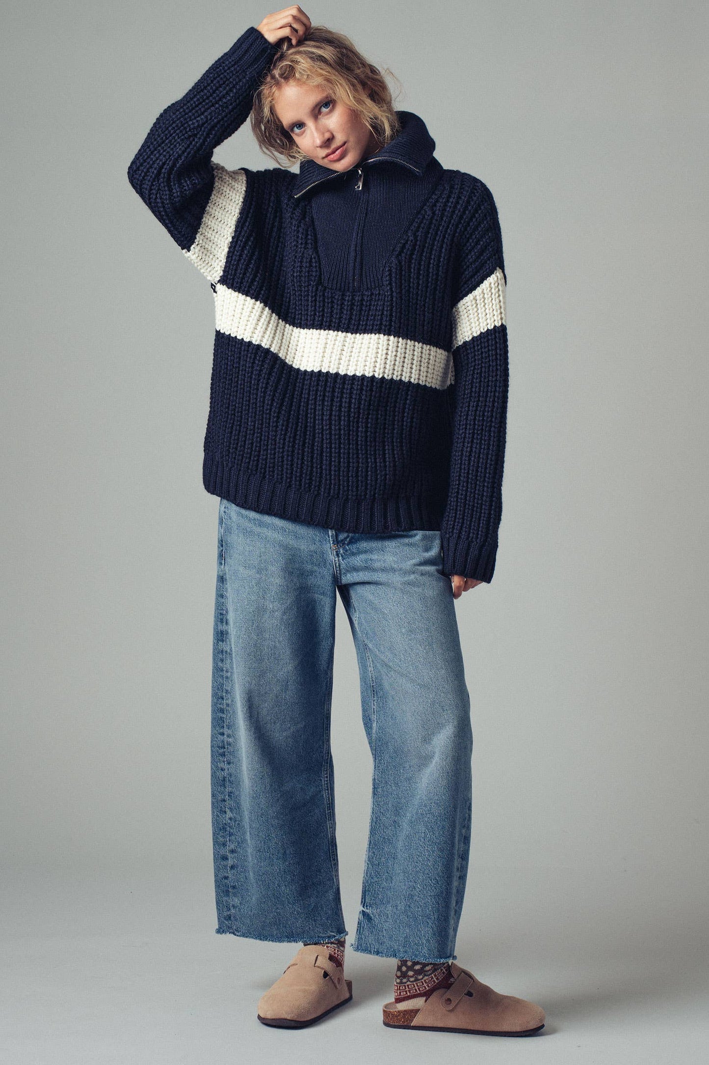 Contrast Stripe Knit Sweater