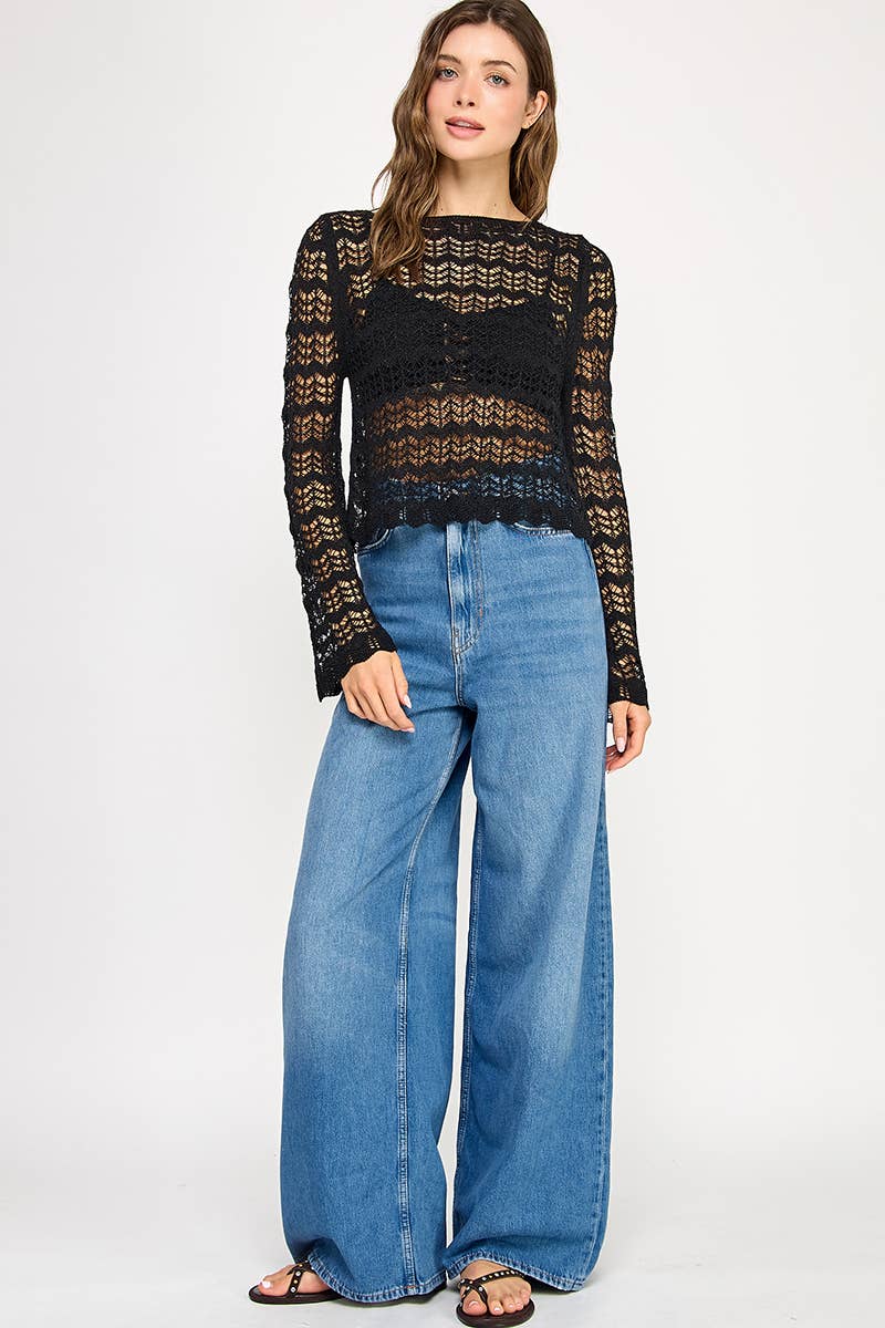Pointelle Knit Sweater