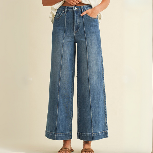 PinTuck Wide Leg Jean