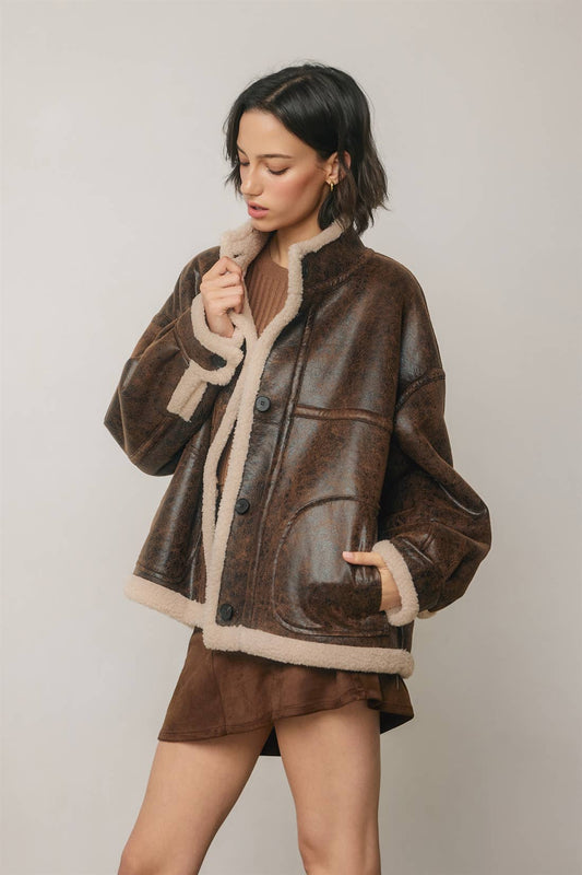 Leather & Shearling Motorcycle Jacket