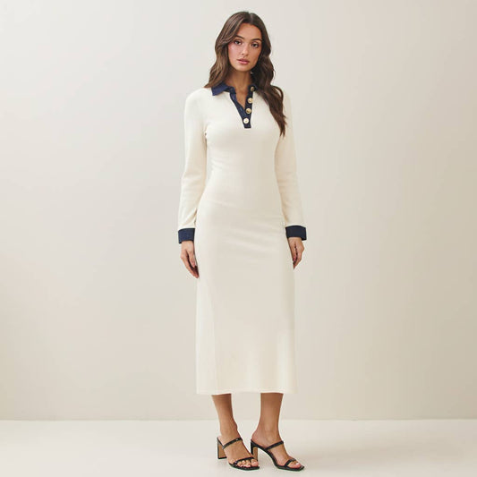 Knit Dress Denim Trim