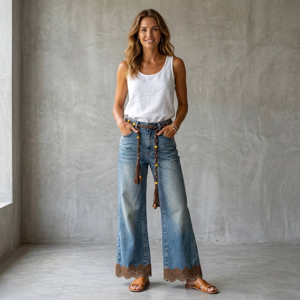 Vintage Washed Embroidered Flare Jean
