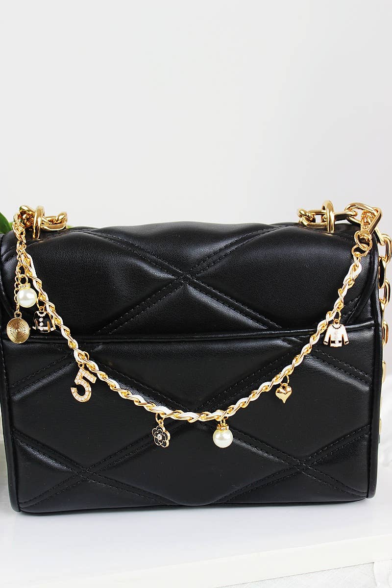 Pearl & Leather Bag Charm