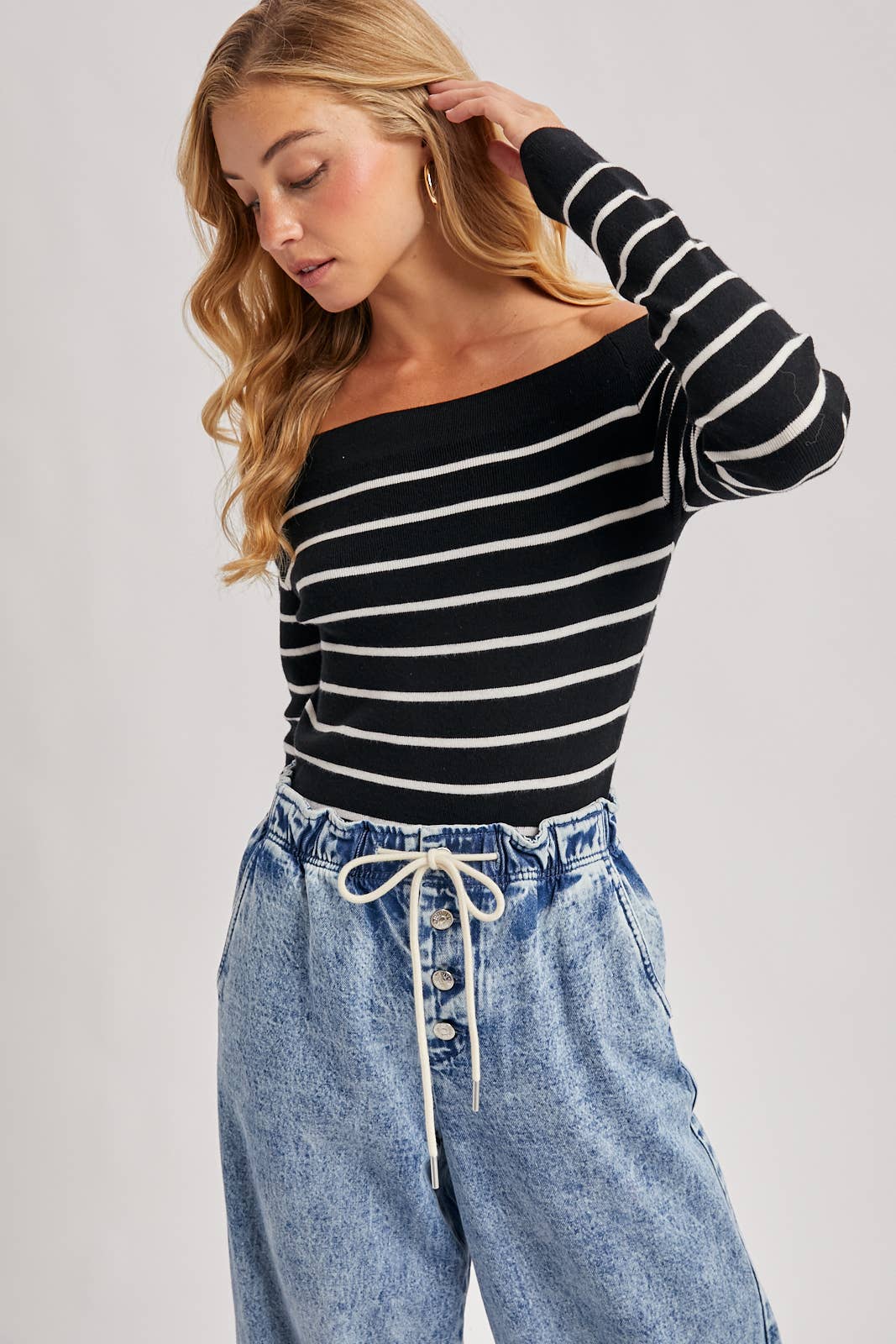 Stripe Off Shoulder Top
